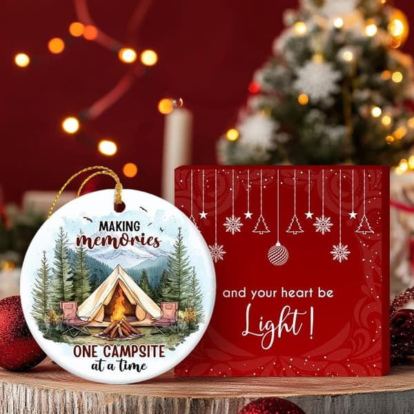2024 Camper Christmas Ornament for Women - Double-Sided Ceramic