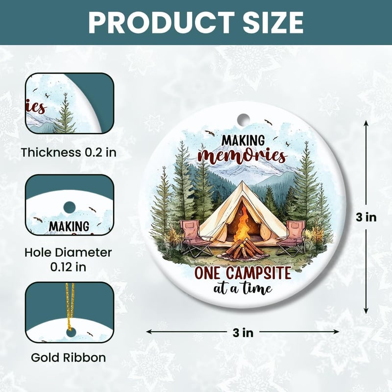2024 Camper Christmas Ornament for Women - Double-Sided Ceramic