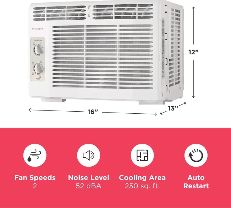Frigidaire 5,000 BTU Window Air Conditioner - Quiet Cooling, 250 Sq. Ft.
