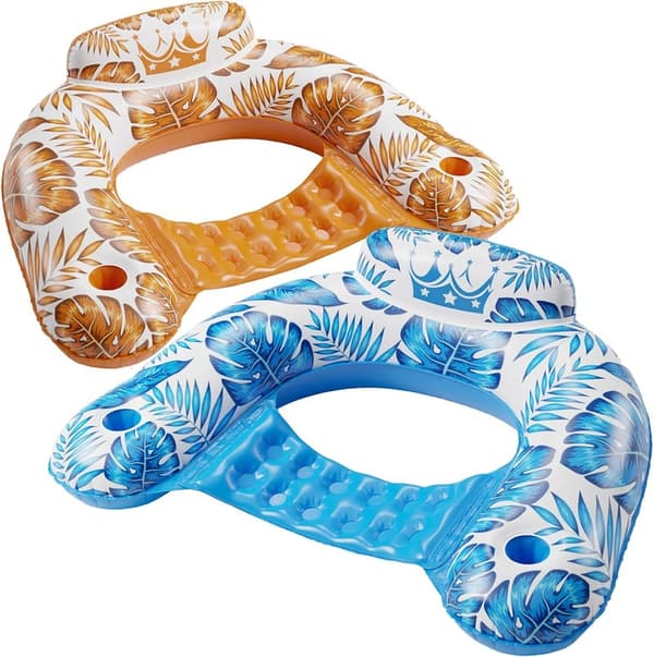 Inflatable Pool Float Chair Set with Cup Holders - 2 Pack