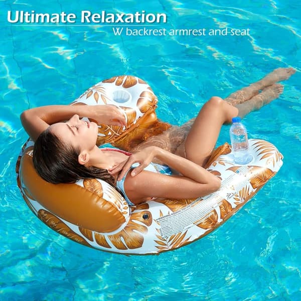Inflatable Pool Float Chair Set with Cup Holders - 2 Pack