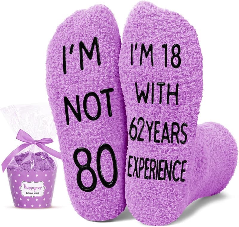 Birthday Socks for Women - Fun Gifts for Ages 75 to 100