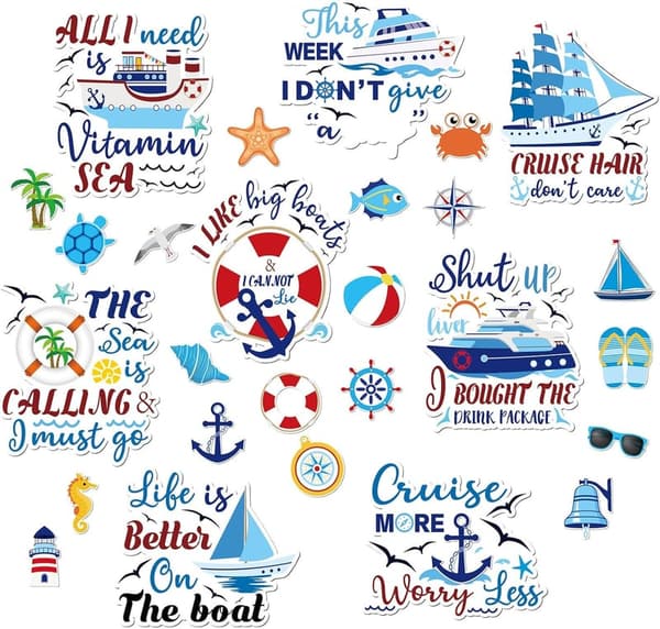 Cruise Door Magnets Set - 27 Pcs Magnetic Décor for Cabin Party