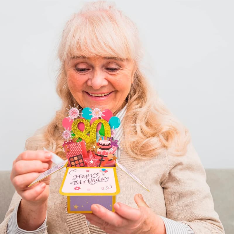 80th Birthday Pop-Up Card for Men and Women