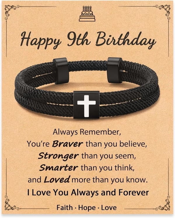 Faith Cross Bracelet for Boys - Adjustable Birthday Gift