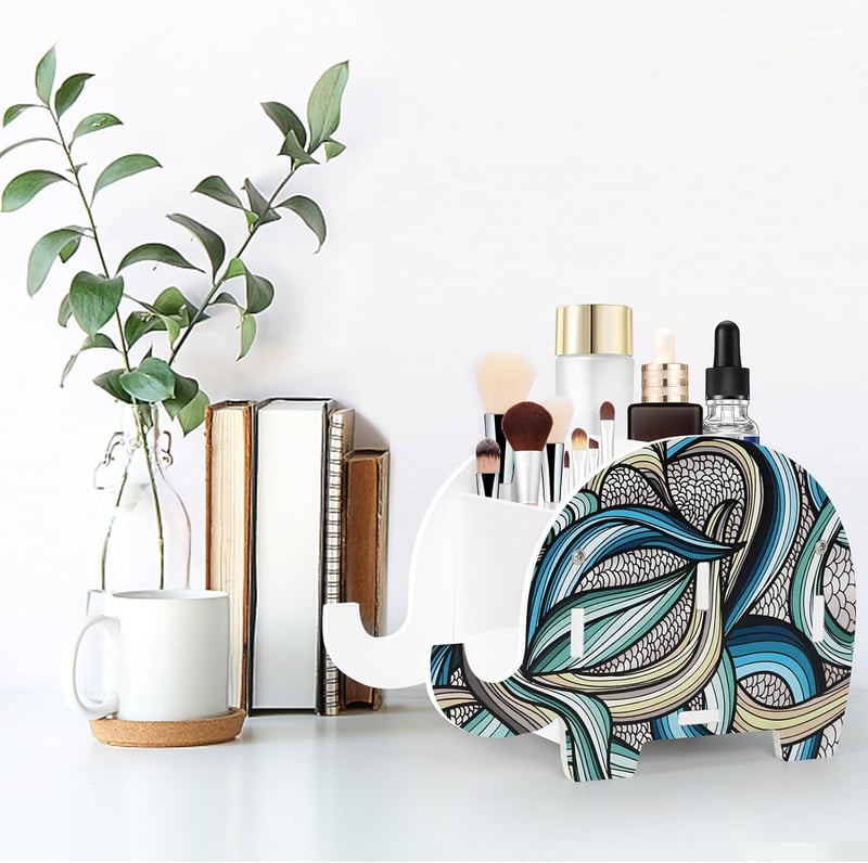 Cute Elephant Desk Organizer with Phone Stand - Office Decor Gift