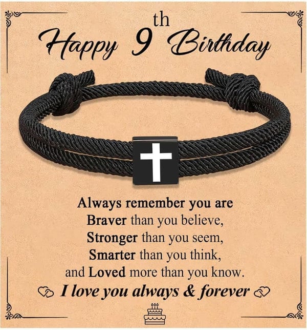 Black Cross Bracelet for Teenage Boys - Birthday Gift Idea