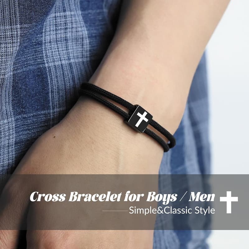 Black Cross Bracelet for Teenage Boys - Birthday Gift Idea