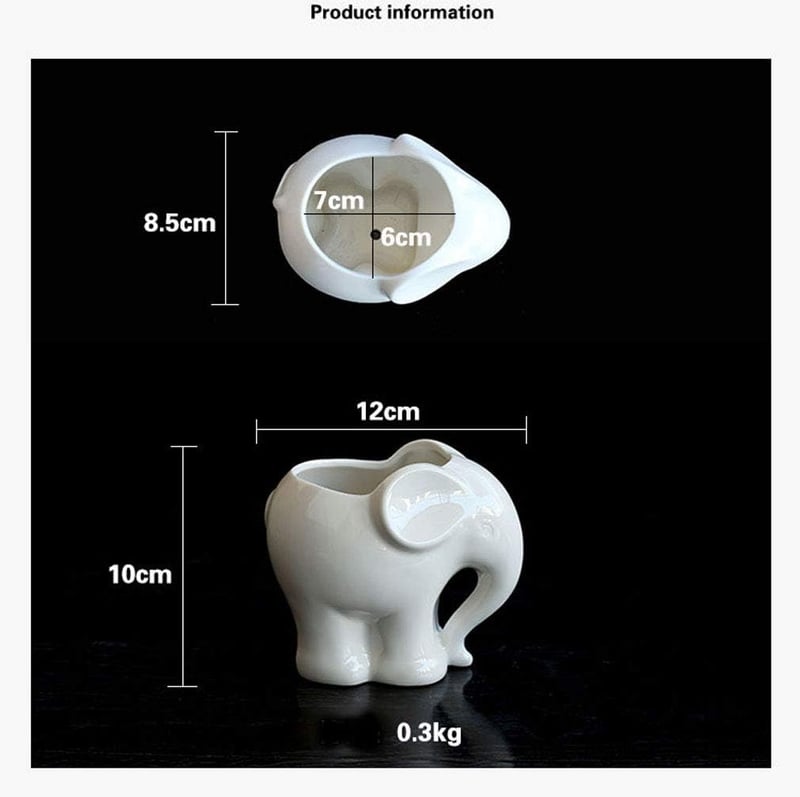 White Ceramic Elephant Pencil Holder - Ideal Gift for Women