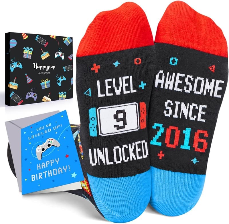 Birthday Gift Socks for Kids Ages 7-12 with Greeting Card