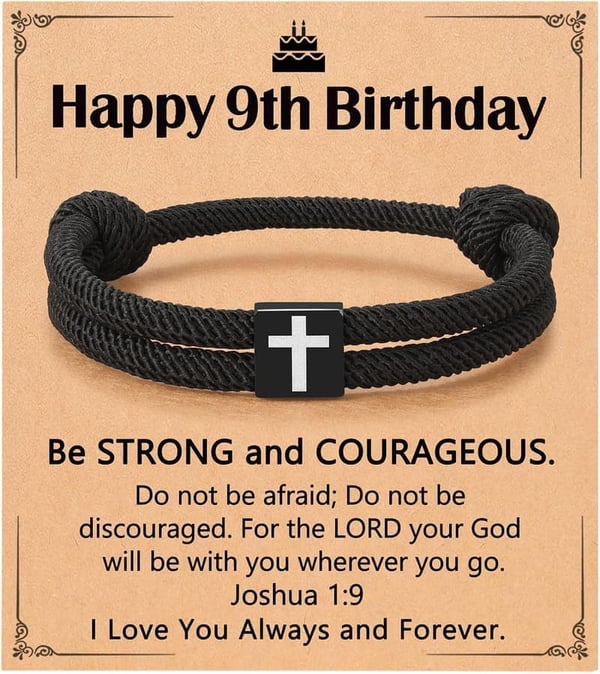 8-16th Birthday Cross Bracelet Gift for Him