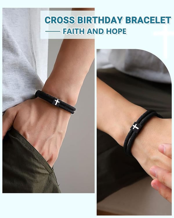 8-16th Birthday Cross Bracelet Gift for Him