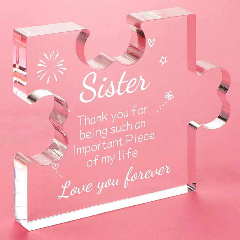 Sister Birthday Acrylic Puzzle Plaque - Desk Decoration Gift