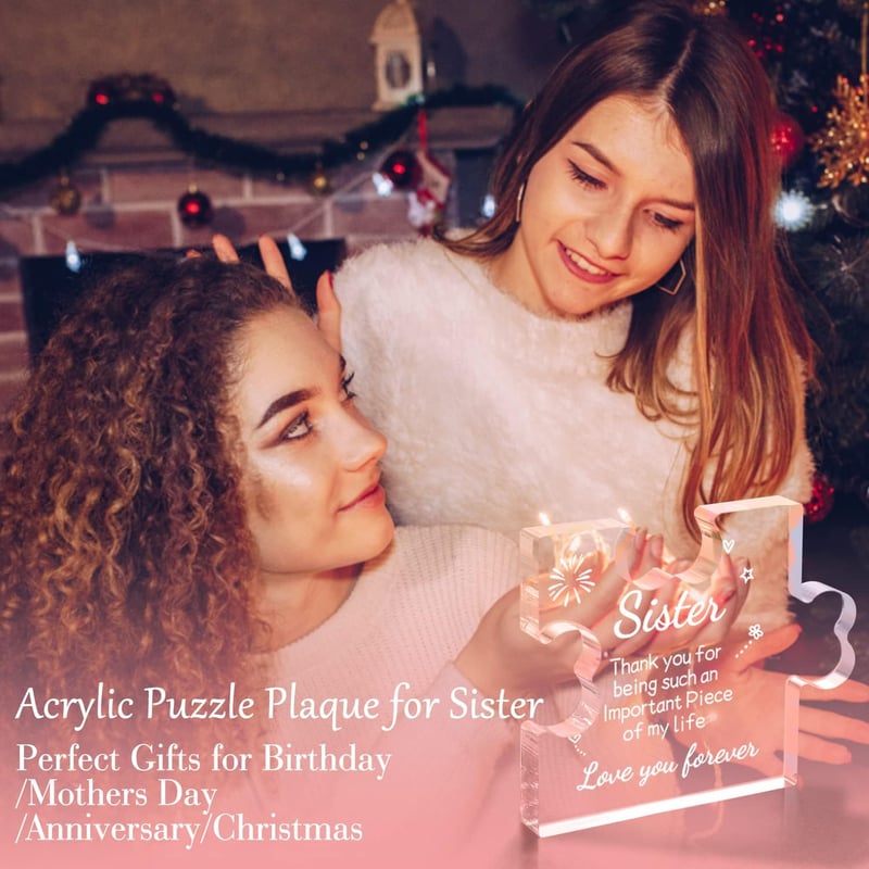 Sister Birthday Acrylic Puzzle Plaque - Desk Decoration Gift