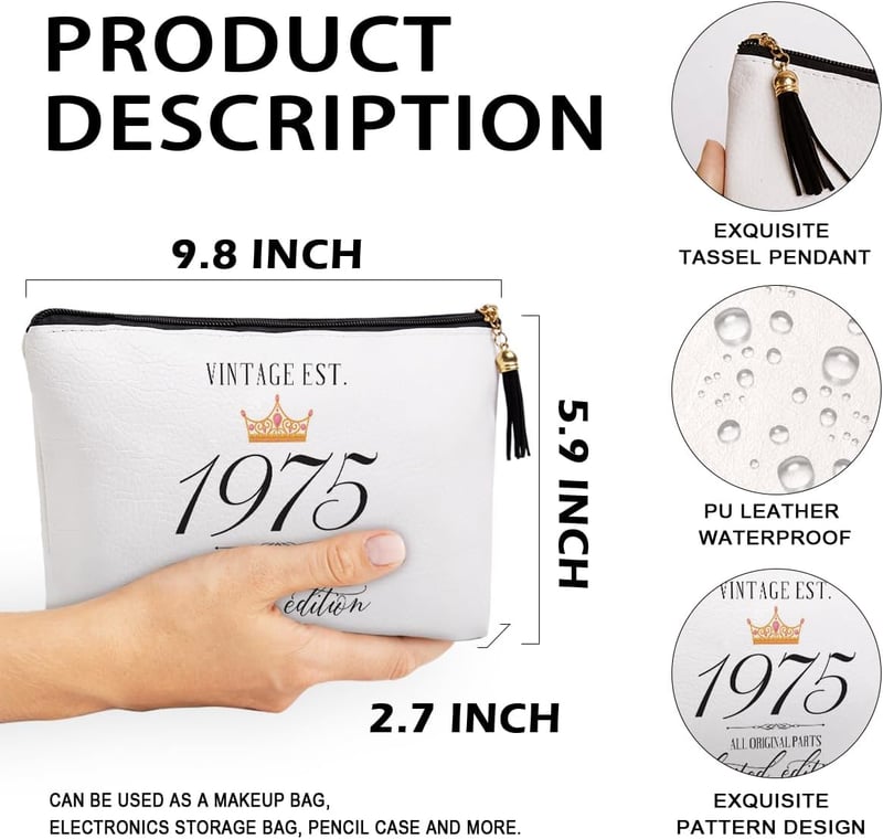 50th Birthday Gift: Vintage Makeup Bag for Women