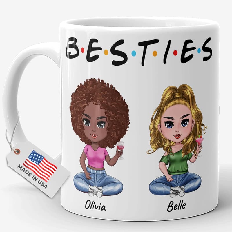 Personalized Best Friends Mug – Custom Tea/Coffee Cup Gift