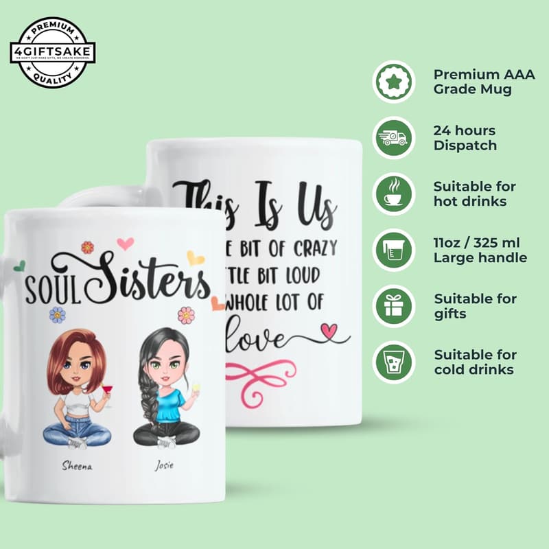 Personalized Best Friends Mug – Custom Tea/Coffee Cup Gift