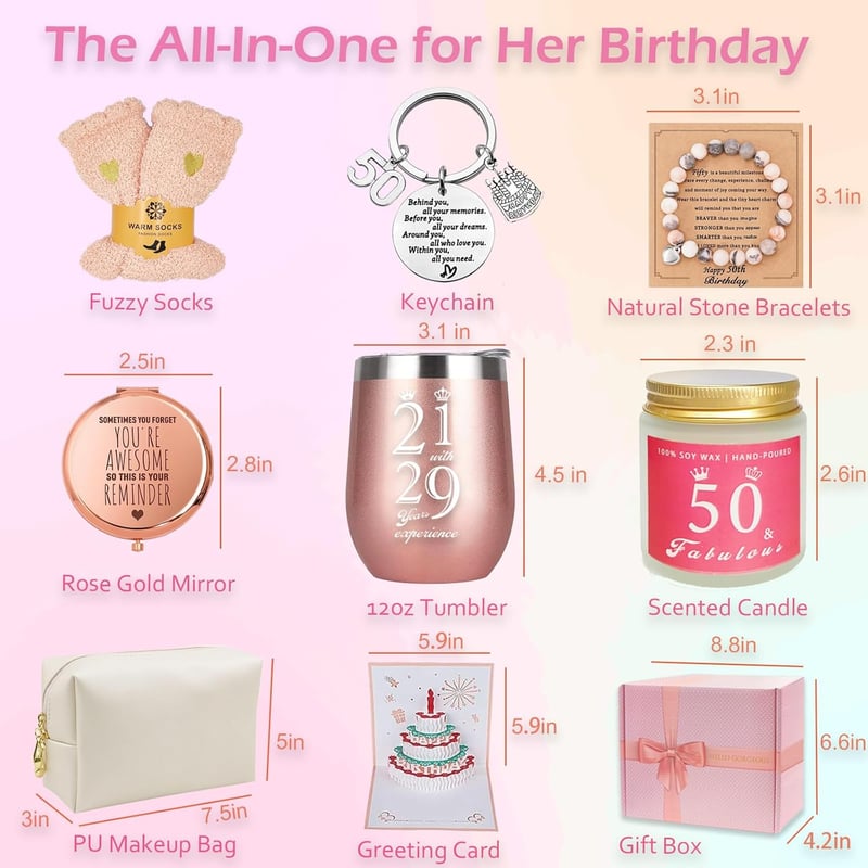 50th Birthday Gift Basket for Women - Joyful Celebration Box