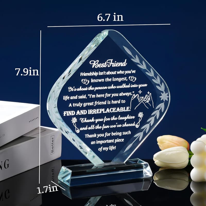 Best Friend Birthday Crystal Plaque Keepsake for Women