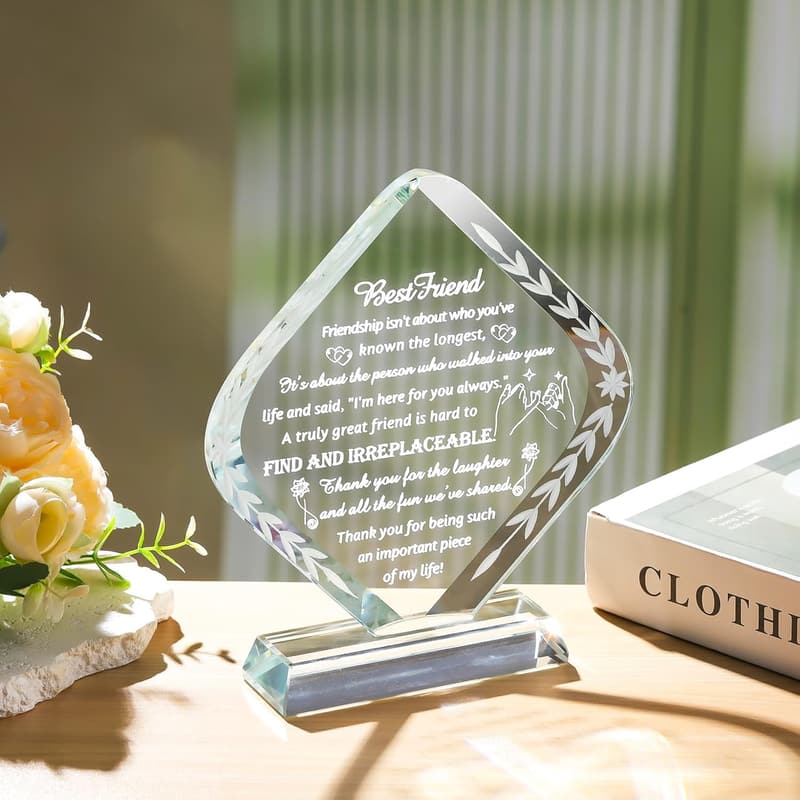 Best Friend Birthday Crystal Plaque Keepsake for Women