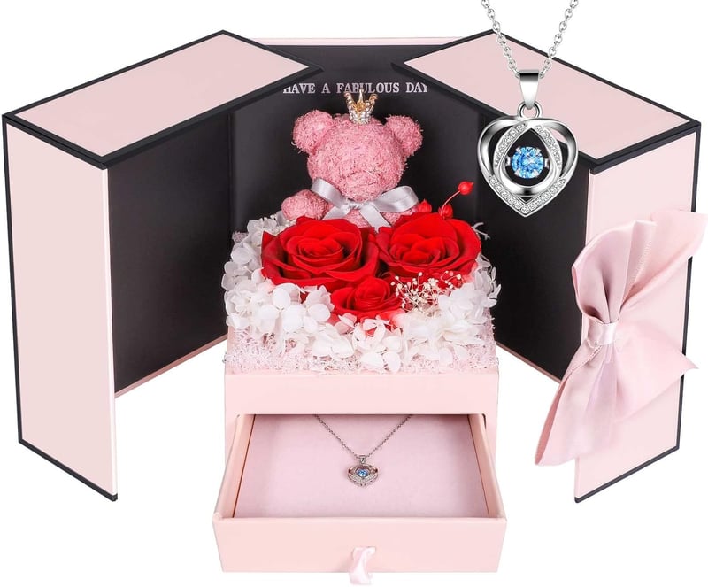 Forever Real Rose with Sterling Silver Necklace for Her