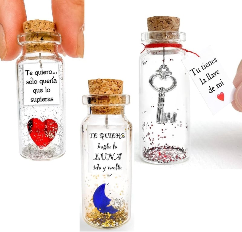 Romantic Message in a Bottle Gift for Couples with Custom Card