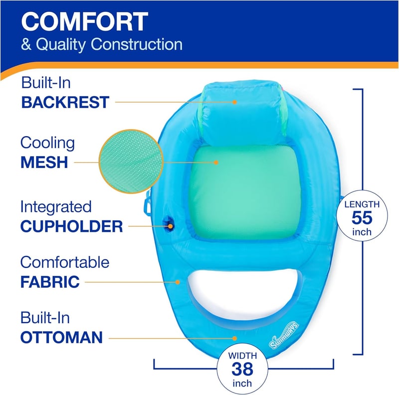 Inflatable Pool Recliner Lounger for Adults, Fast Inflation