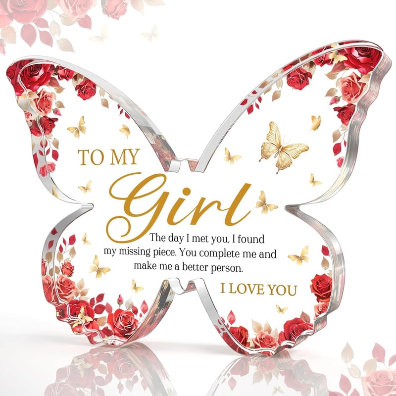 Anniversary Gift: Butterfly Acrylic Plaque for Girlfriend