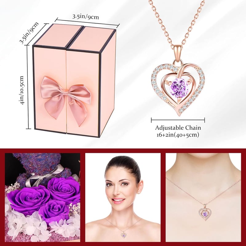 925 Sterling Silver Double Heart Necklace Gift Set for Her