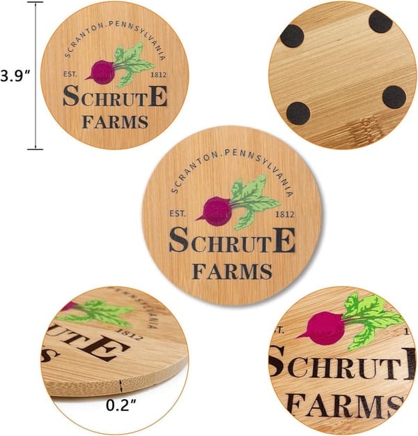 Dunder Mifflin Coasters Set - Wooden Drink Coasters for Fans