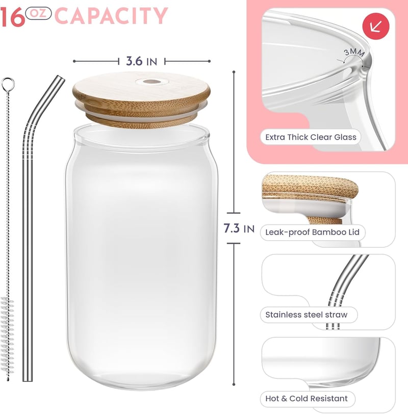 Wife's Birthday Coffee Glass - 16 Oz Clear Gift from Husband