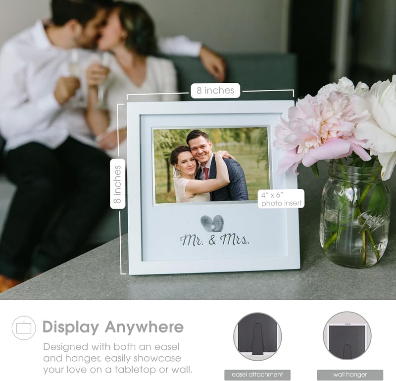 Wedding Keepsake Heart Thumbprint Photo Frame with Ink Kit