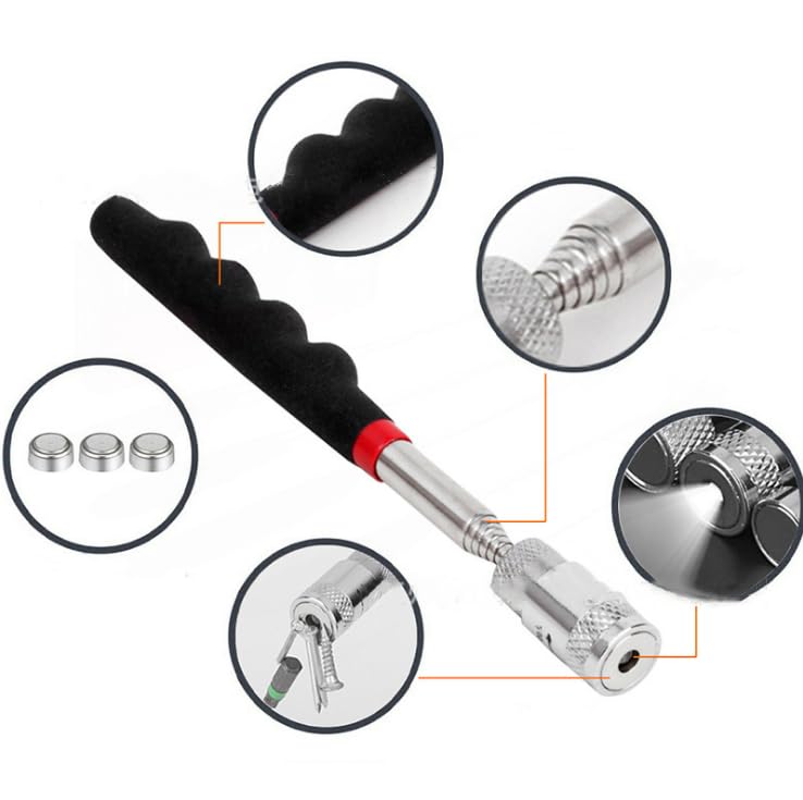 Lighted Inspection Mirror & Magnetic Pick-Up Tool Set – 5 Pieces