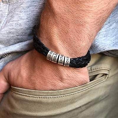 Father's Day Personalized Braided Leather Bracelet for Men