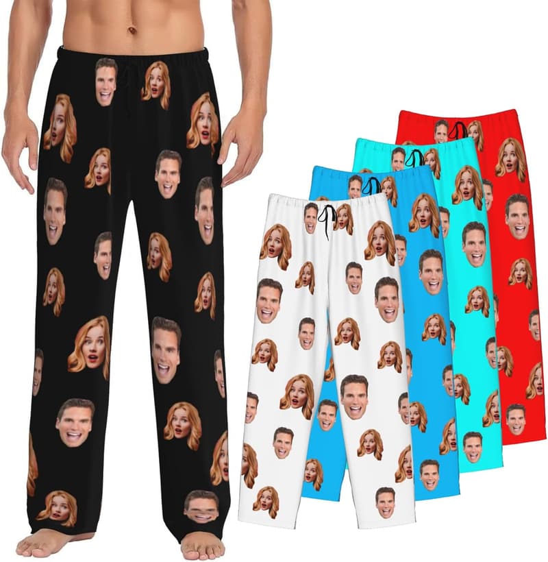 Custom Funny Pajama Pants for Men with Photo/Text