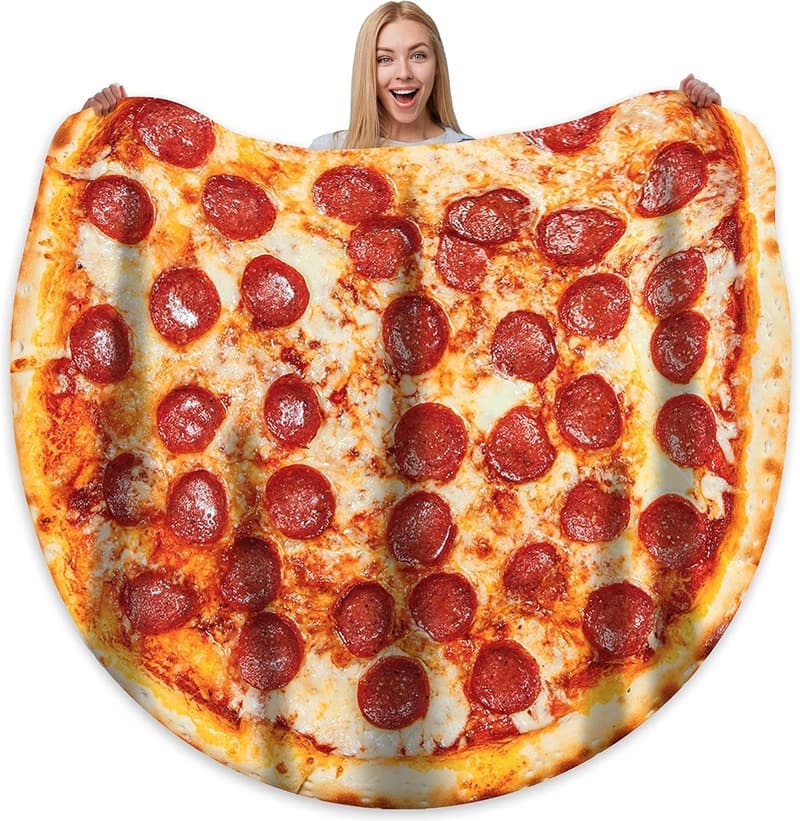 Funny Pizza Blanket - Double-Sided Soft Flannel Throw, 60