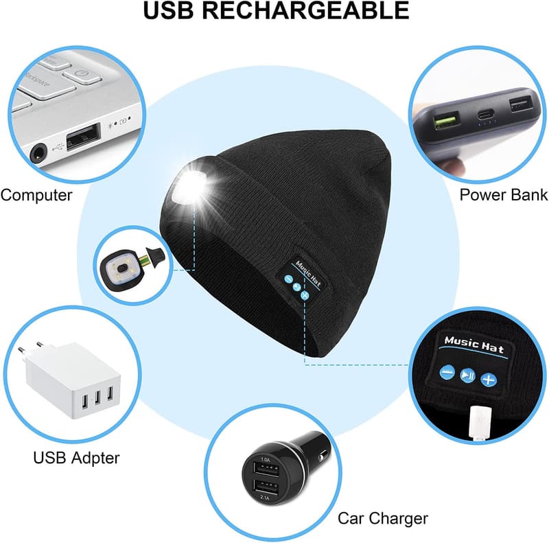 Bluetooth Beanie Hat with Light & Speakers - Gifts for Him/Her