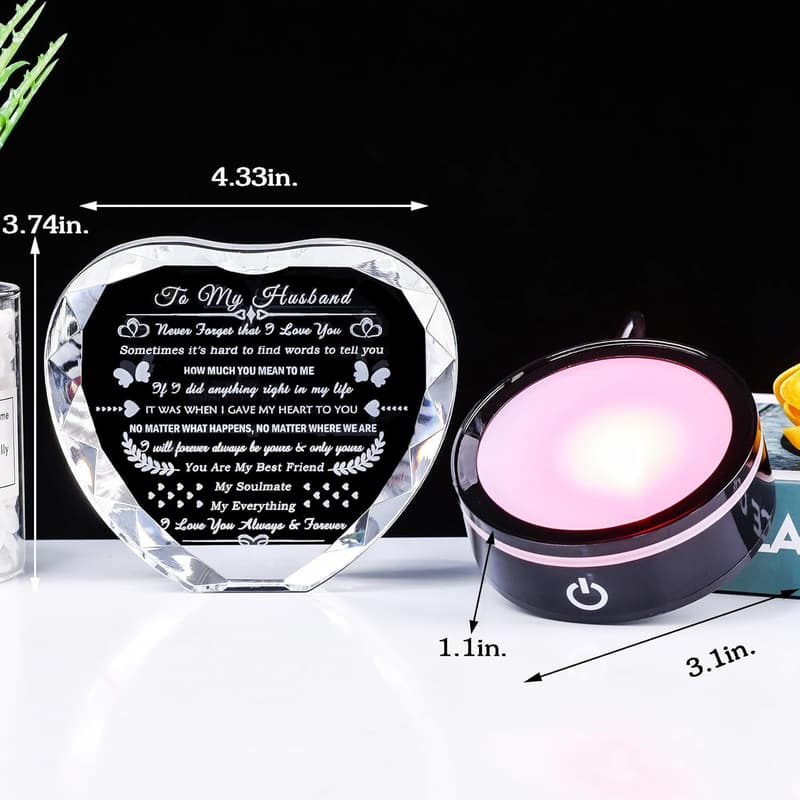 Romantic Crystal Gift for Husband - Colorful Base, I Love You