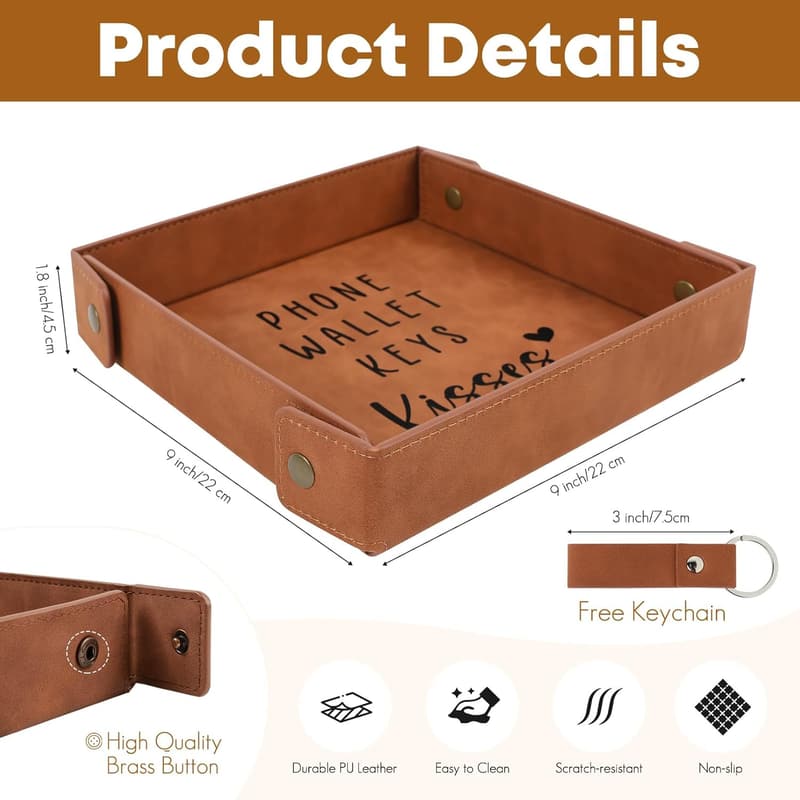 Men's Birthday & Anniversary PU Leather Valet Tray