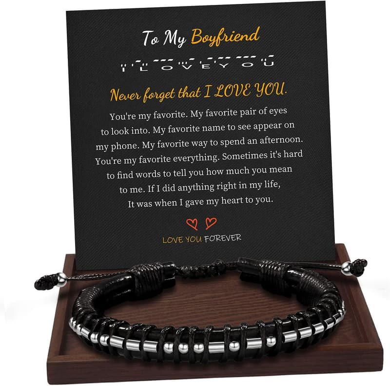 Graduation Gift: Adjustable Morse Code Leather Bracelets for Men
