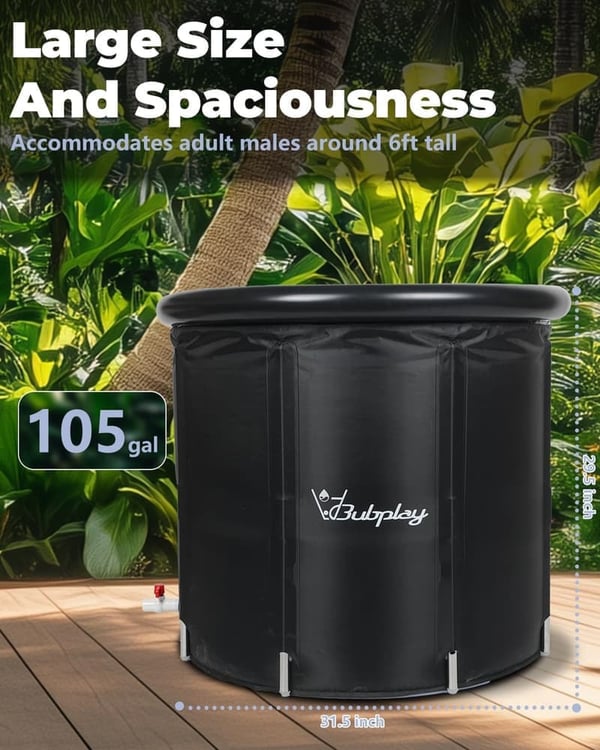 XL Cold Plunge Tub for Recovery - 105 Gallons with Cover