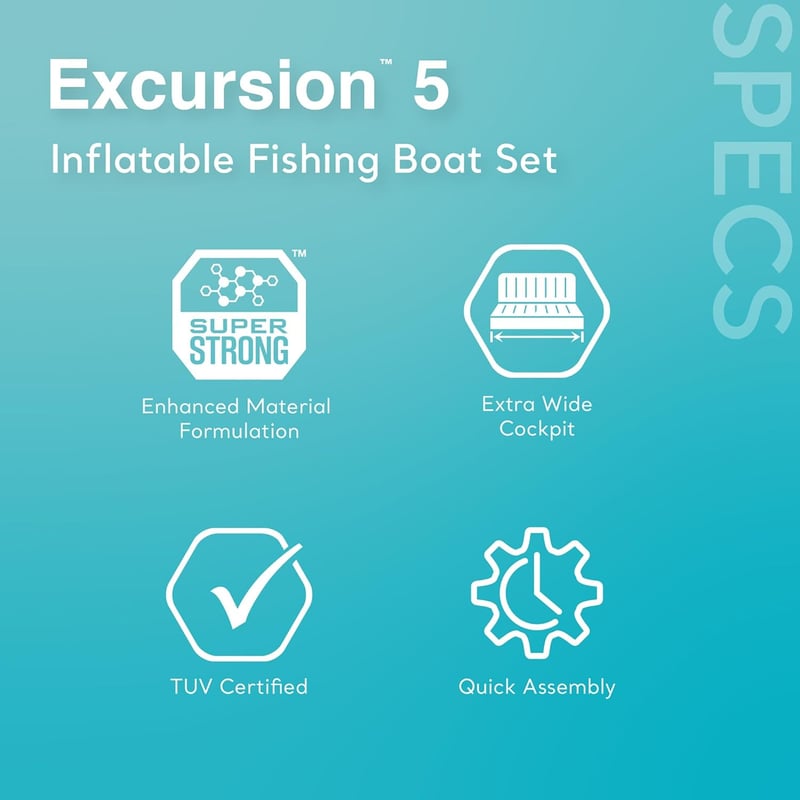Inflatable 5-Person Boat Set with Trolling Motor for Fishing