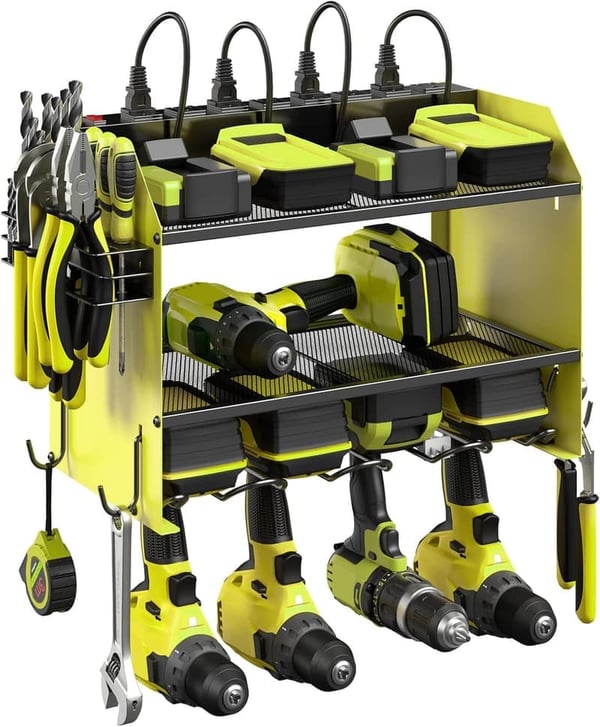 Modular Power Tool Organizer with Charging Station & 8 Outlets