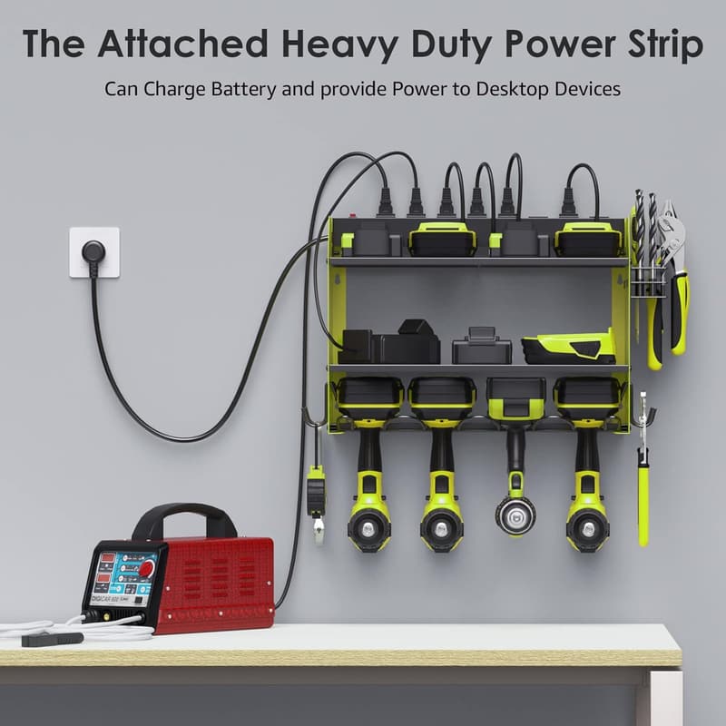 Modular Power Tool Organizer with Charging Station & 8 Outlets