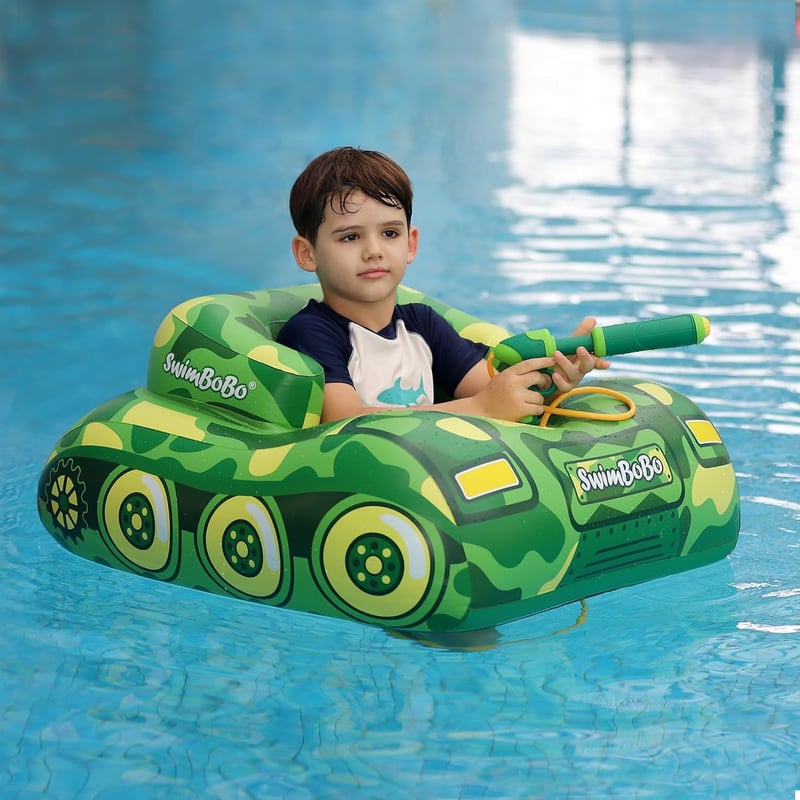 Kids Inflatable Tank Pool Float with Water Gun