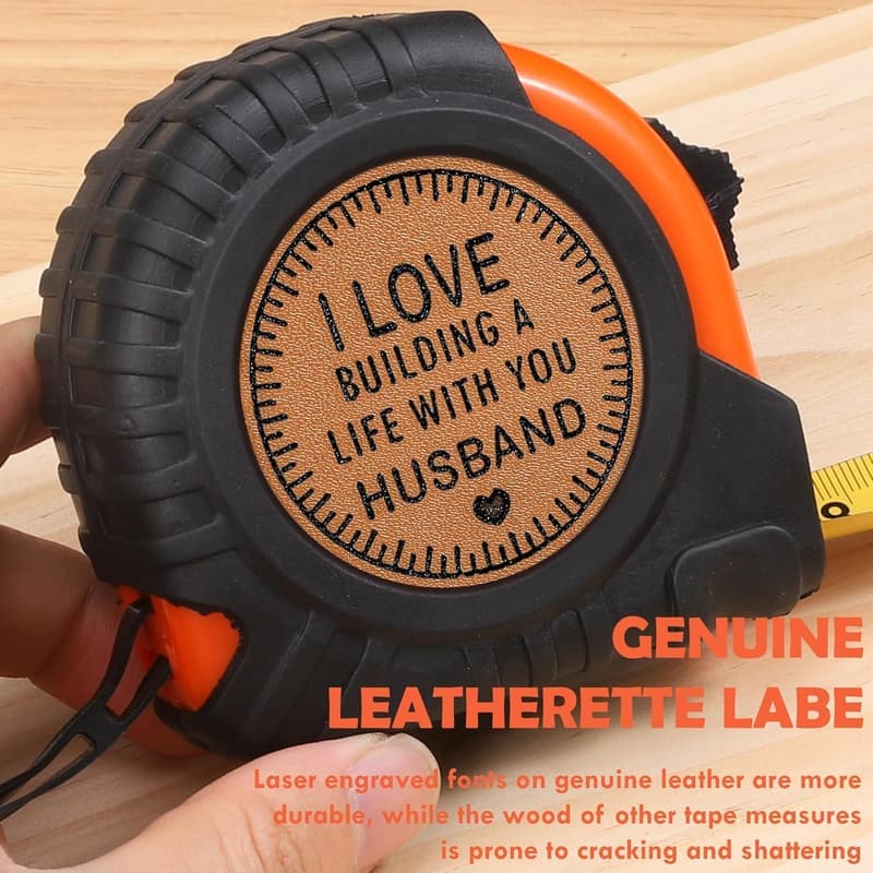 Father's Day Gifts: Engraved Leather 25FT Tape Measure for Him