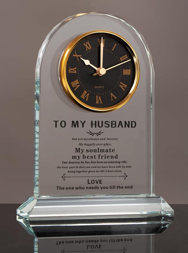 Husband Anniversary Gift: Unique Romantic Glass Clock