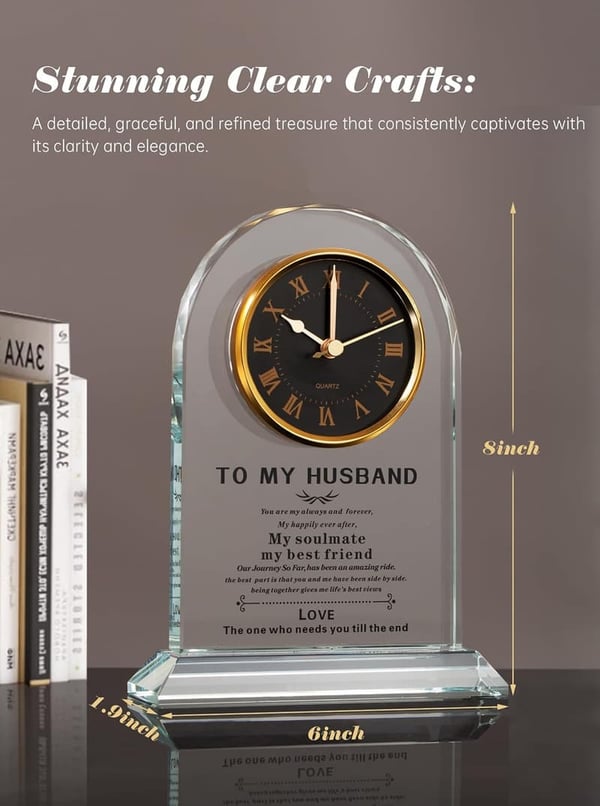 Husband Anniversary Gift: Unique Romantic Glass Clock