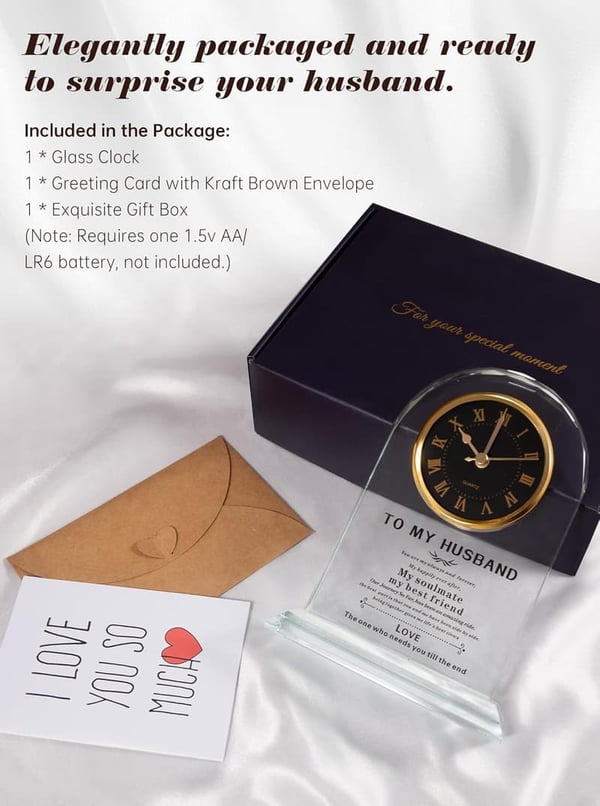 Husband Anniversary Gift: Unique Romantic Glass Clock