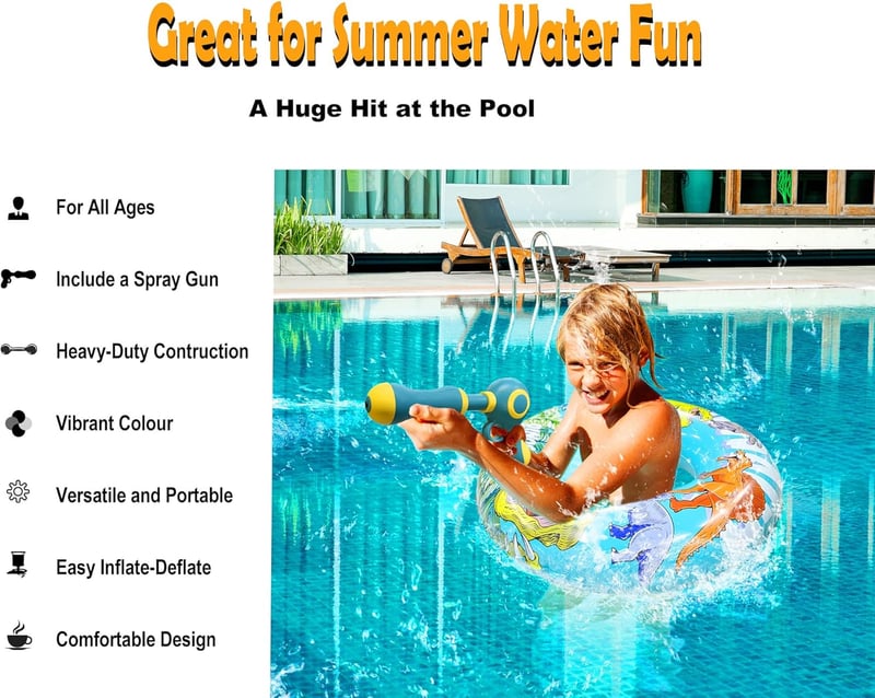 Inflatable Pool Float with Water Gun for Summer Fun